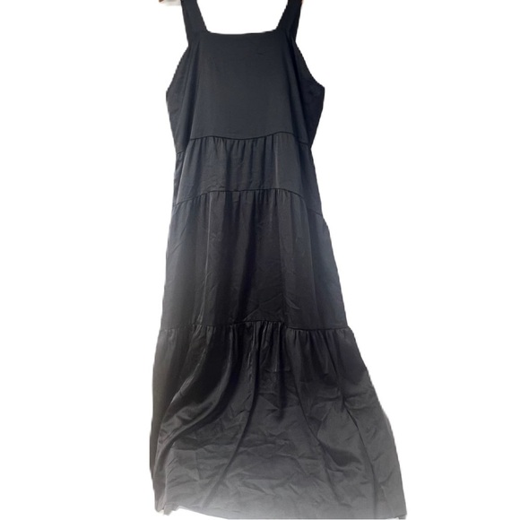 Bland Noir LBD woman’s black Maxi tiered Dress sz xl adjustable shoulder straps - Picture 3 of 7
